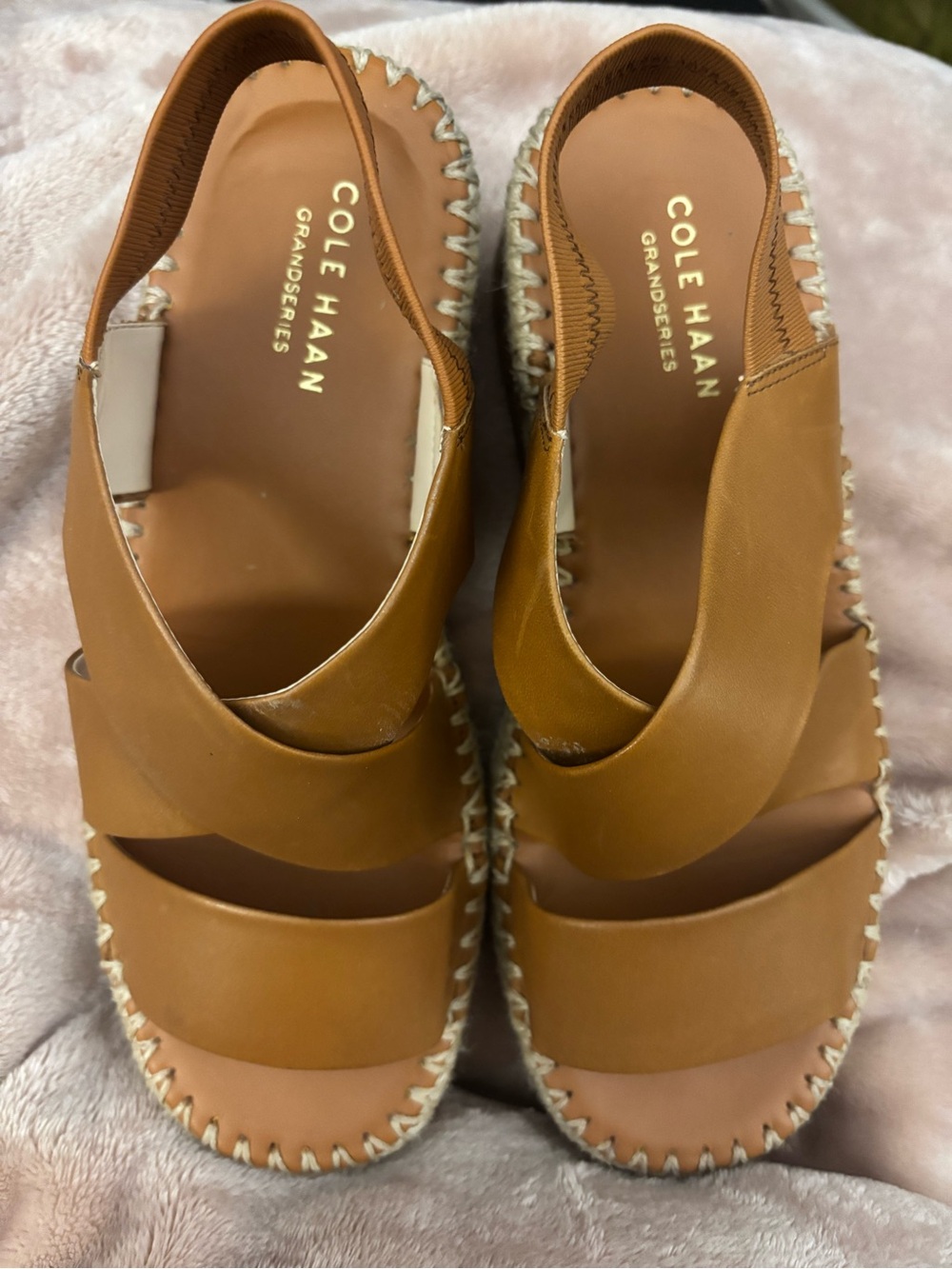 Cole Haan Cognac Leather Espadrille Sandals